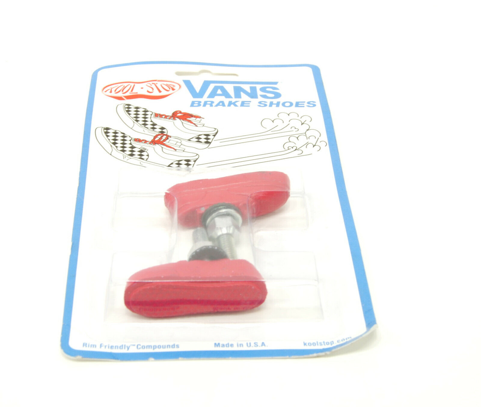 Kool Stop bicycle bike Vans BMX THREADED brake pads RED (PAIR) MADE IN USA - Fresh Stock Dated February 2026