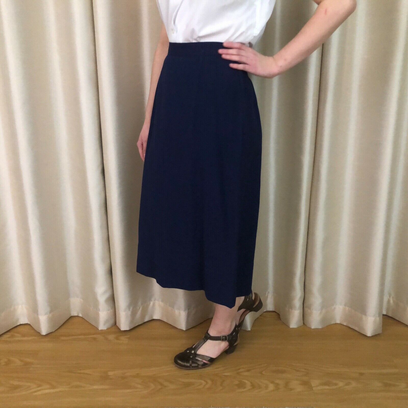 Vintage 40s 50s Navy Blue Straight Cut Suit Skirt || Pinup Kick Pleat - Fresh Stock Dated February 2026