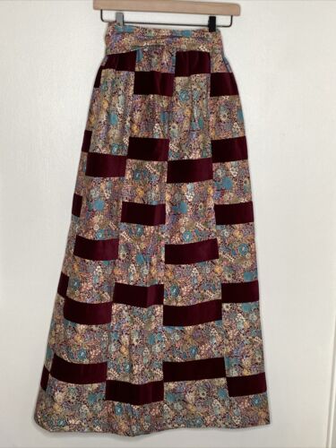 MR.HANK Vintage 1970s Patchwork Boho Festival Maxi Hippie Skirt Small - Fresh Stock Dated February 2026