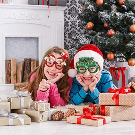 Christmas Glasses Frame 9 Pieces Glitter Party Decoration Costume Eyeglasses - Fresh Stock Dated February 2026