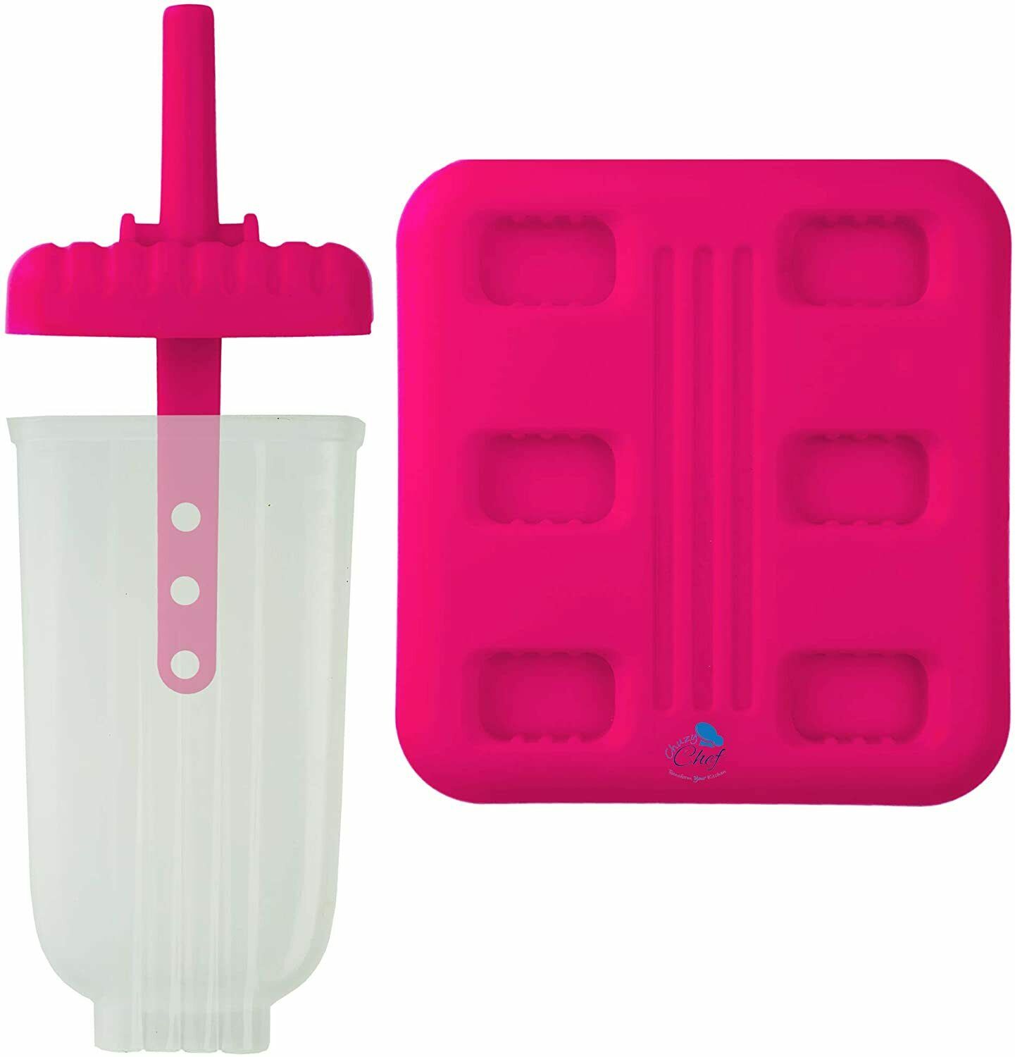 Ice Pop Maker Popsicle Mold Set with Tray and Drip Guard Pink Pack of 6 - Fresh Stock Dated February 2026