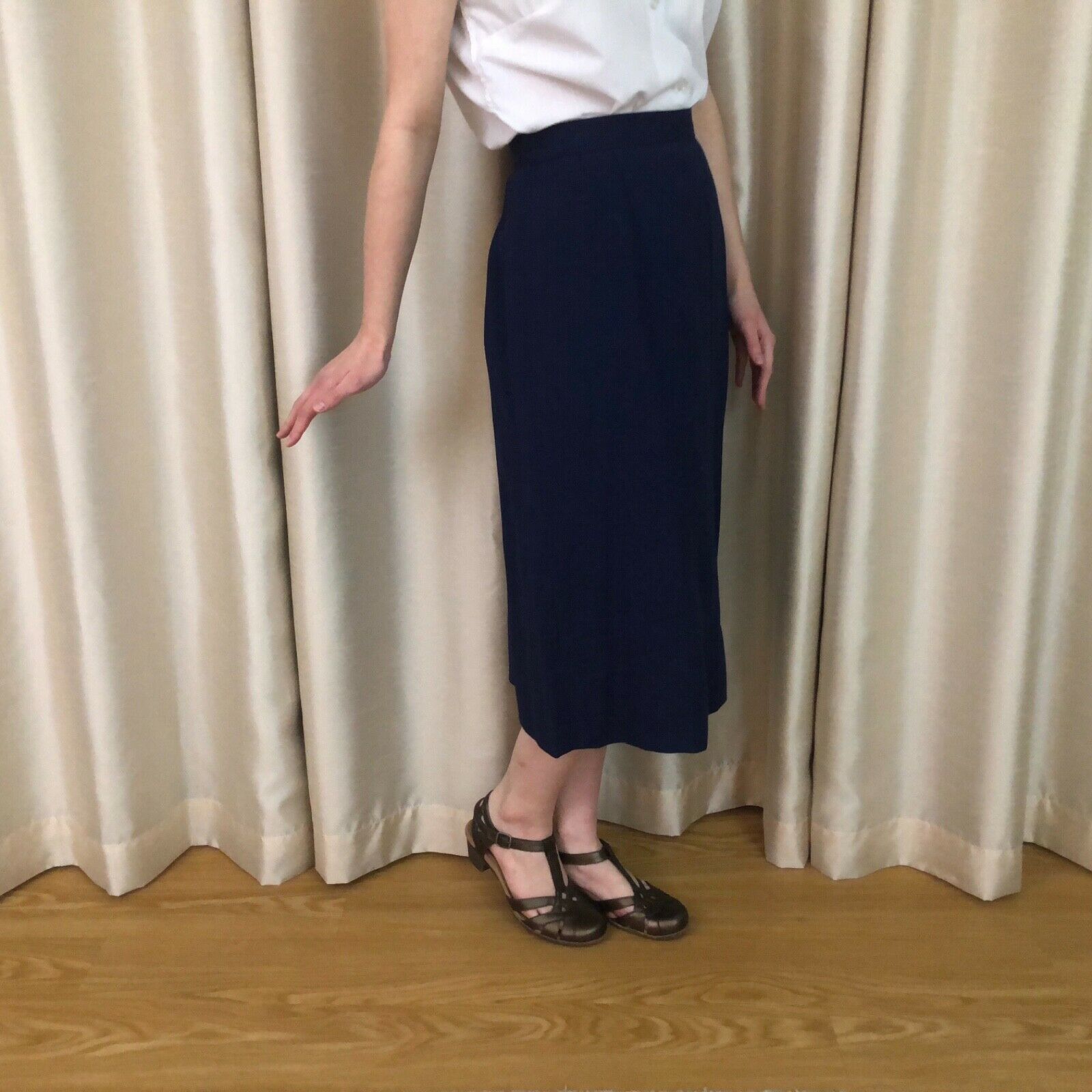 Vintage 40s 50s Navy Blue Straight Cut Suit Skirt || Pinup Kick Pleat - Fresh Stock Dated February 2026