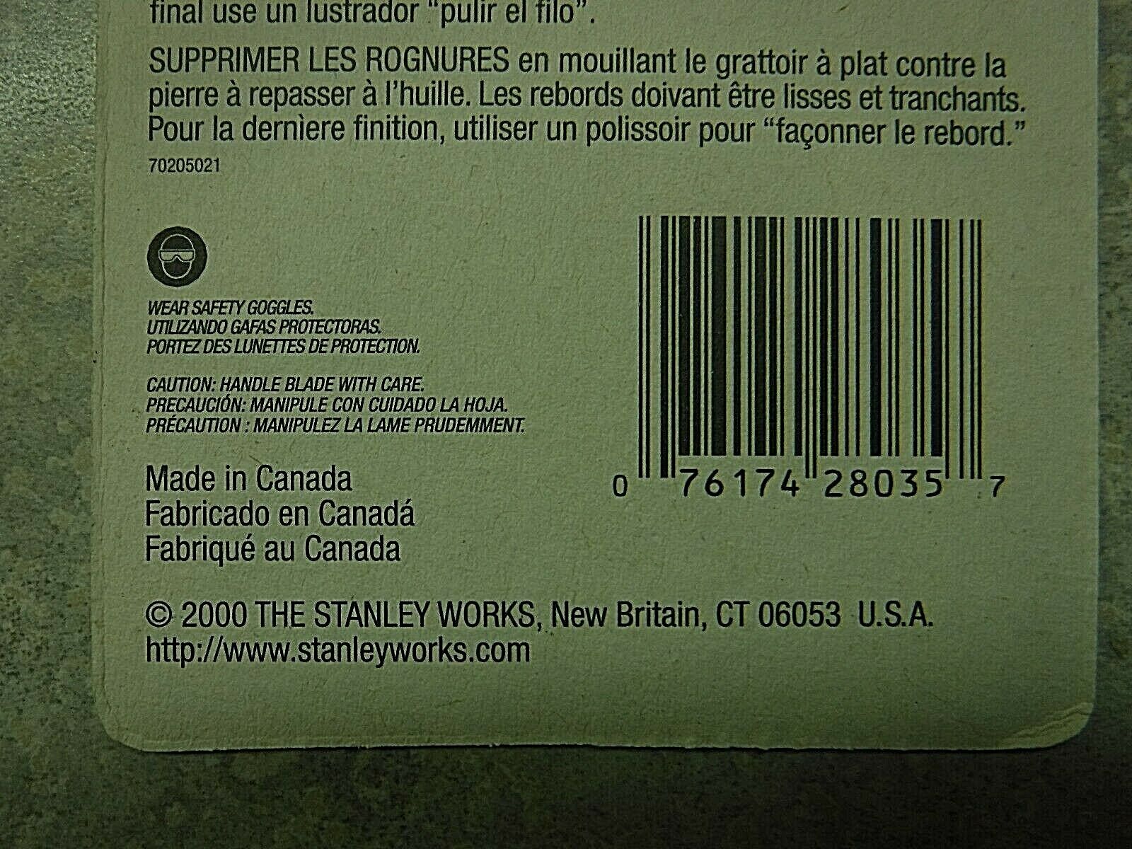 Stanley  28-035 Cabinet Scraper Refinishing Scraper NOS  Dated 2006 Hand Scraper - Fresh Stock Dated February 2026