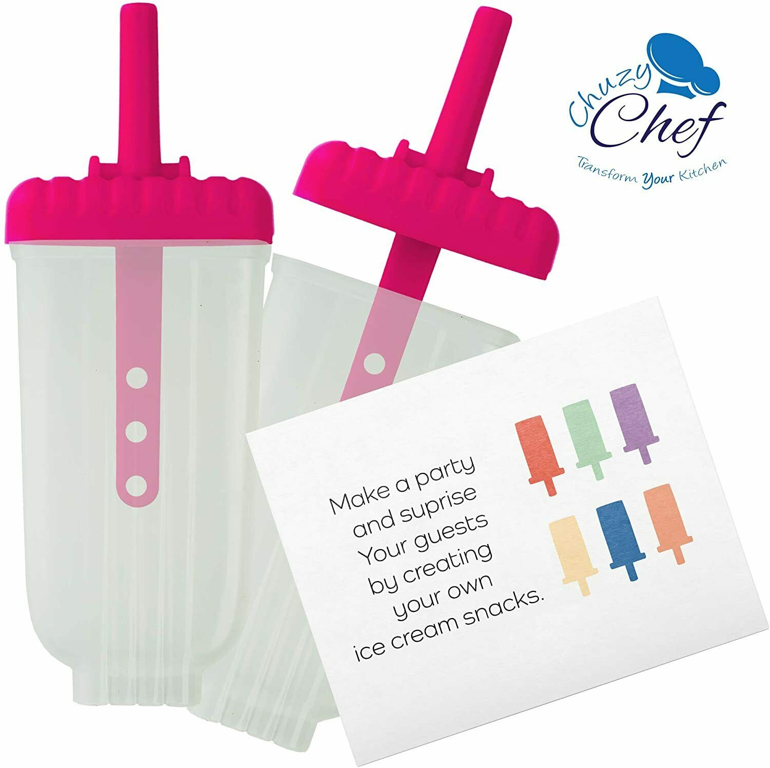 Ice Pop Maker Popsicle Mold Set with Tray and Drip Guard Pink Pack of 6 - Fresh Stock Dated February 2026