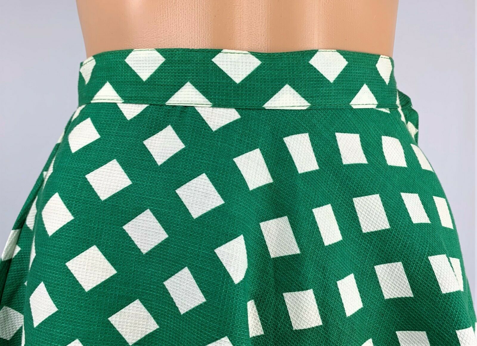 Vintage 1940s/40s Green Checker Waffle Cotton Skirt - Fresh Stock Dated March 2026