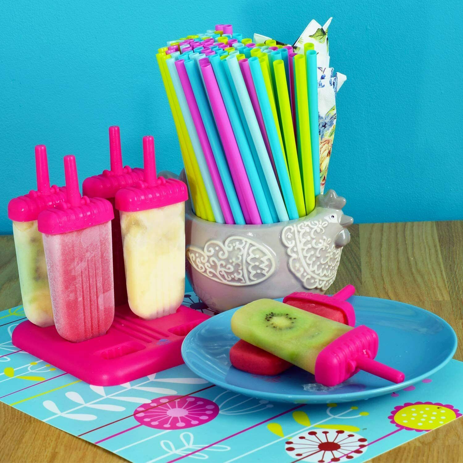 Ice Pop Maker Popsicle Mold Set with Tray and Drip Guard Pink Pack of 6 - Fresh Stock Dated February 2026