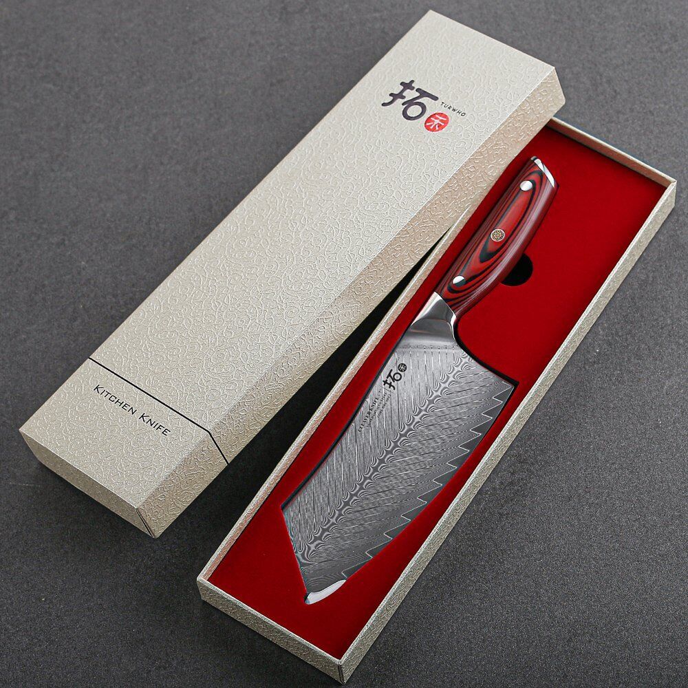 TURWHO 7inch Cleaver Knife 67-Layer Japanese VG10 Damascus Steel Kitchen Knife - Fresh Stock Dated December 2025