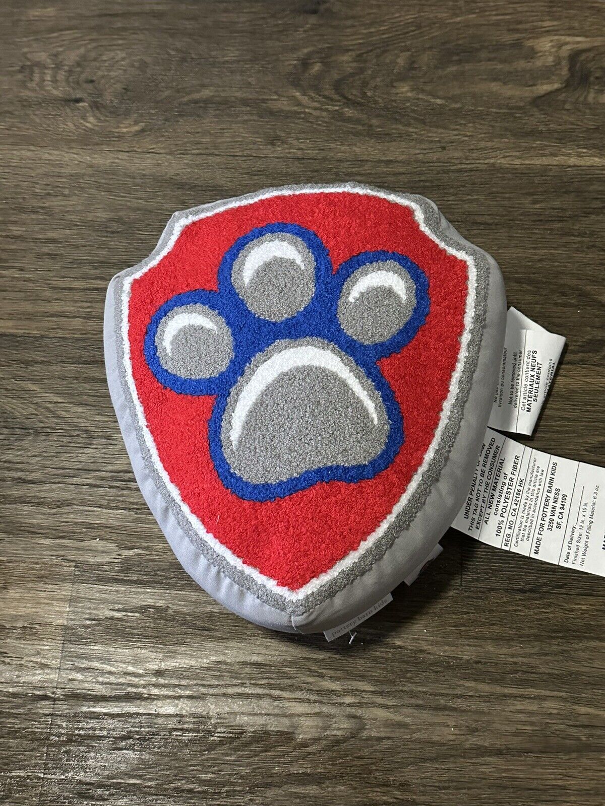 Pottery Barn Paw Patrol Shield Badge Pillow Kids Room Paw Patrol - Fresh Stock Dated December 2025