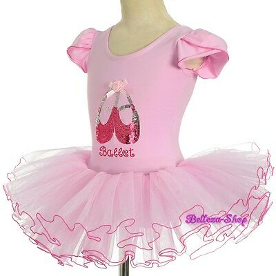 Pink Sequined Ballet Tutu Dance Costume Fairy Fancy Dress Leotard Sz 4T-5 BA060 - Fresh Stock Dated December 2025
