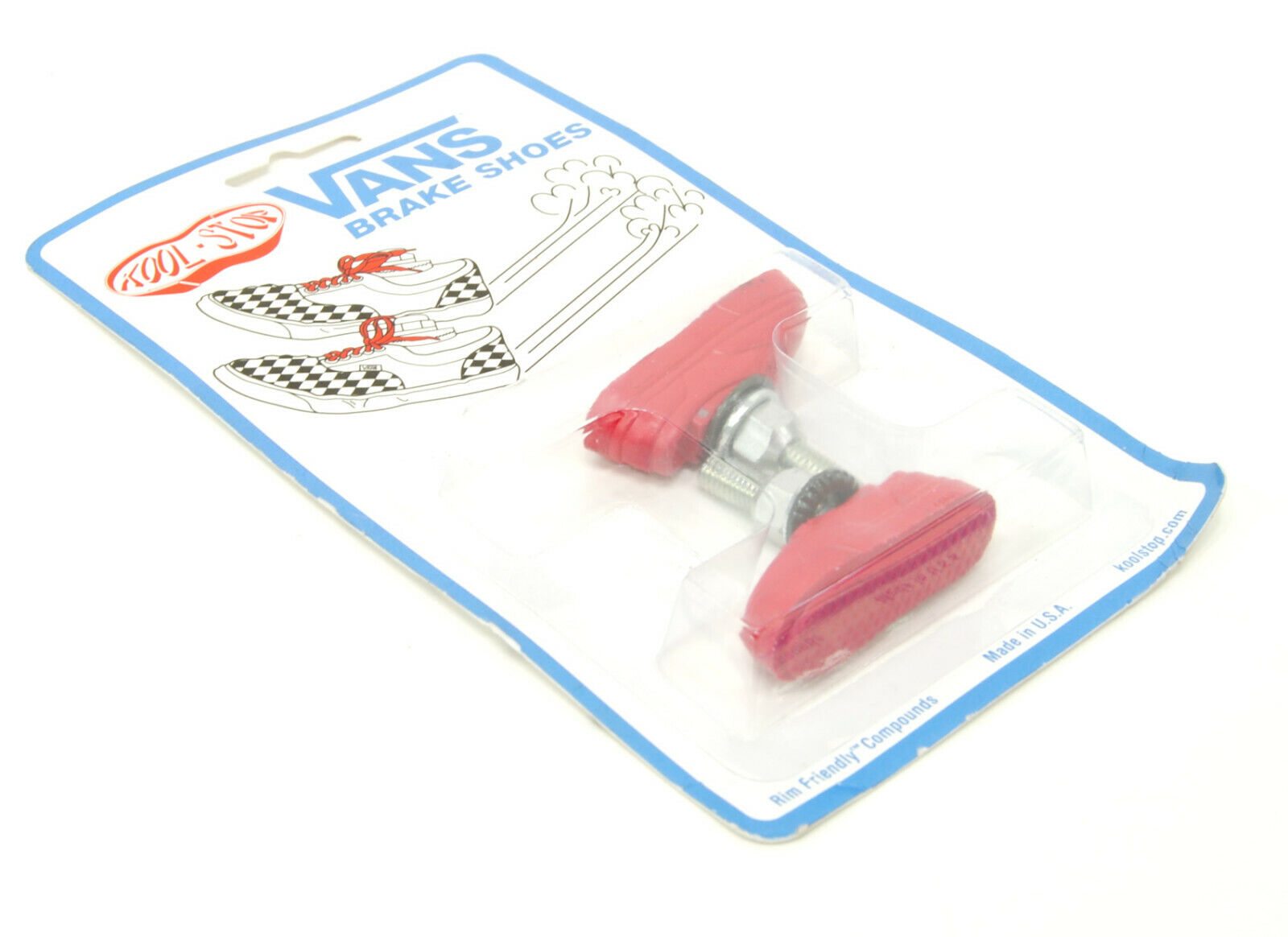 Kool Stop bicycle bike Vans BMX THREADED brake pads RED (PAIR) MADE IN USA - Fresh Stock Dated February 2026