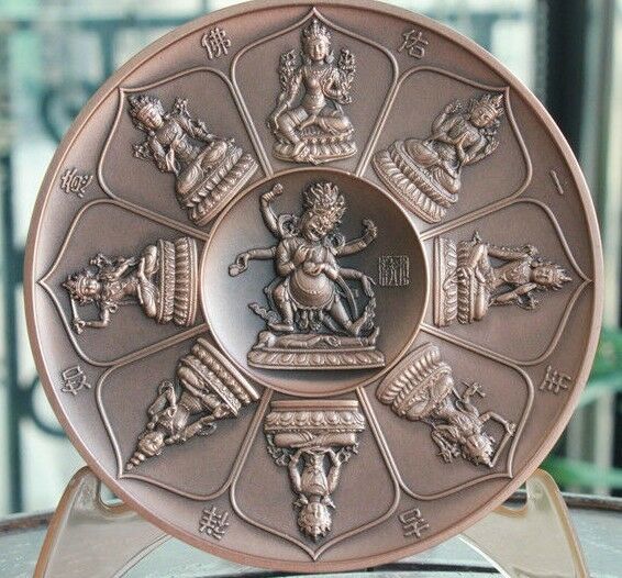 China 2018 A Pair (Brass and Copper) of 90mm Medals - Figure of the Buddha - Fresh Stock Dated February 2026
