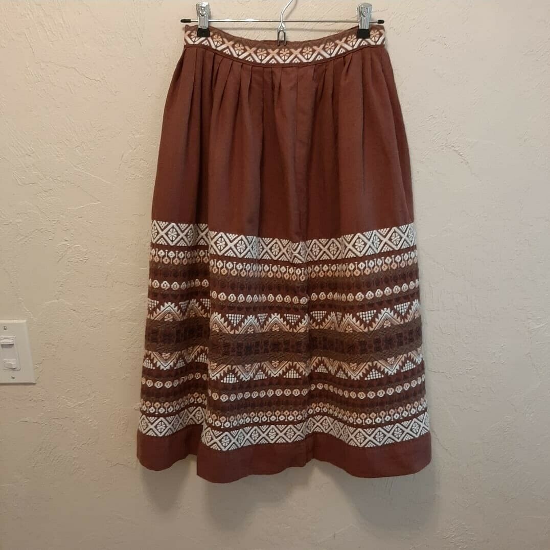 Vintage Woven Embroidered Folk Skirt XS - Fresh Stock Dated March 2026
