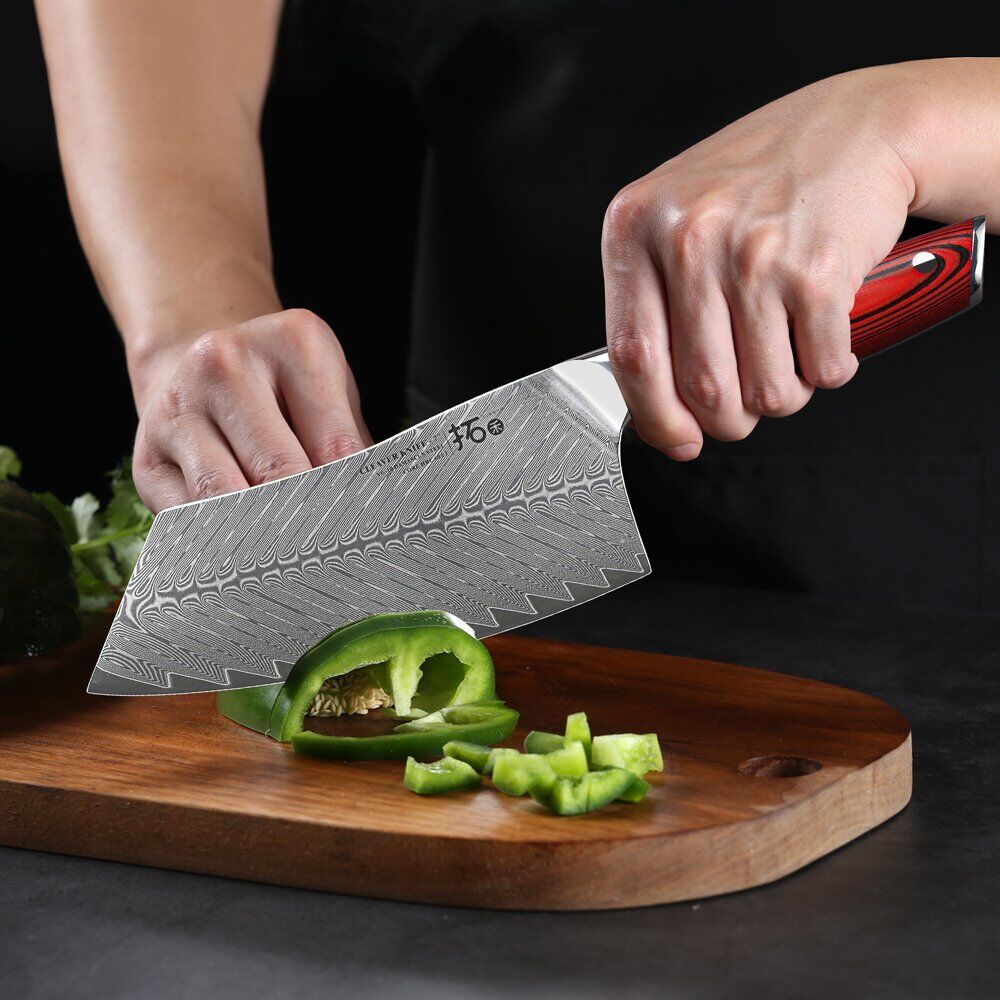 TURWHO 7inch Cleaver Knife 67-Layer Japanese VG10 Damascus Steel Kitchen Knife - Fresh Stock Dated December 2025
