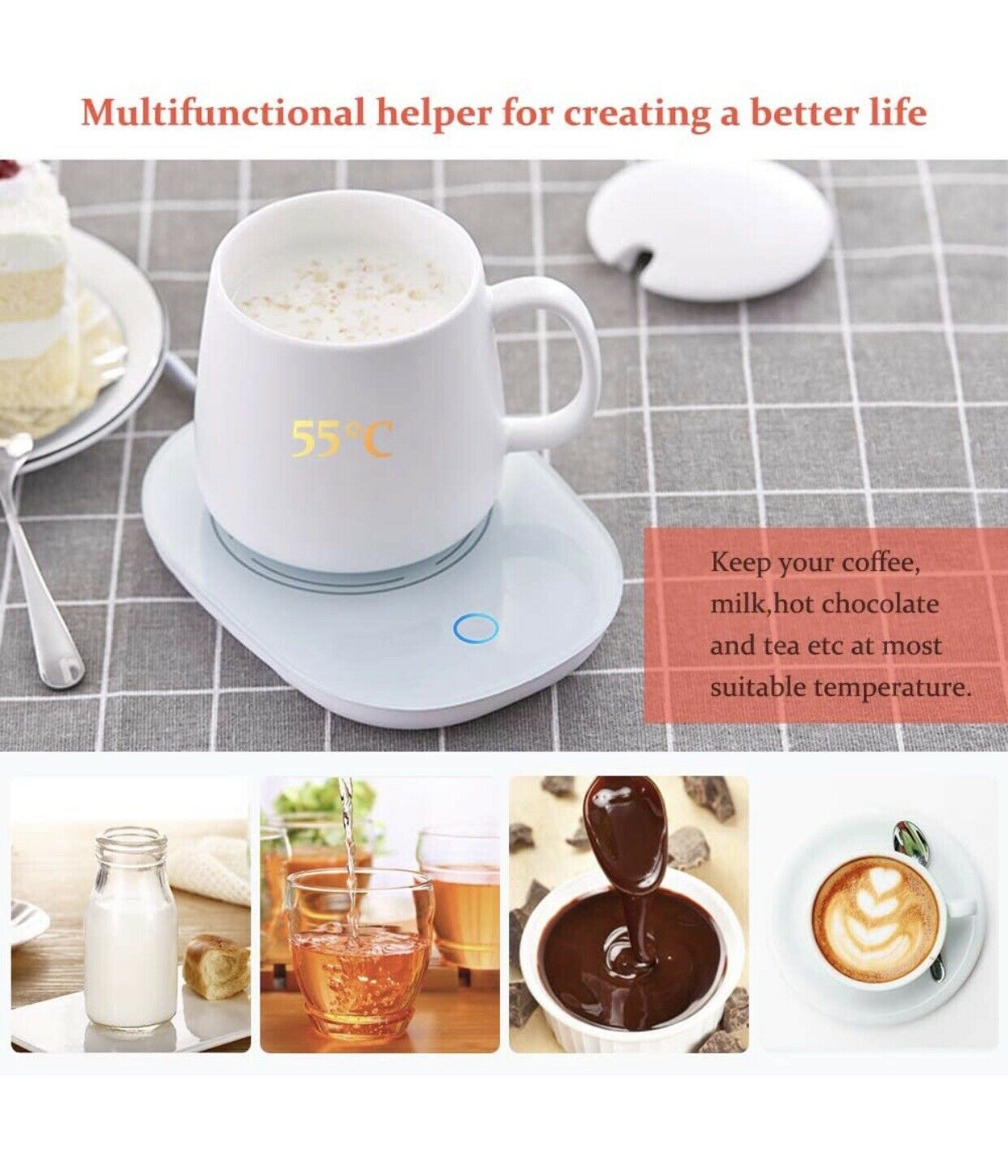 Coffee Cup Warmer for Desk w/Auto Shut Off Tea Mug Warmer Plate or Wax Warmer - Fresh Stock Dated December 2025