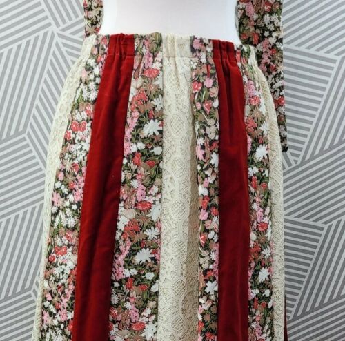 Vtg 70s Chessa Davis Hippie Maxi Quilted Skirt Small Medium Velvet CottagecoreB - Fresh Stock Dated February 2026