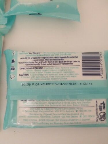 4x Wet Ones Be Gentle Sensitive Wipes Travel Size 15 ct Ships Free - Fresh Stock Dated February 2026