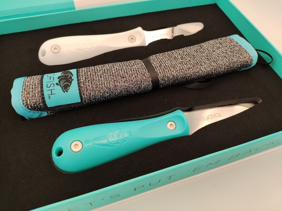 Toadfish Oyster Shucker's Bundle Two Knives & Cut-Resistant Cloth NEW GREAT GIFT - Fresh Stock Dated February 2026