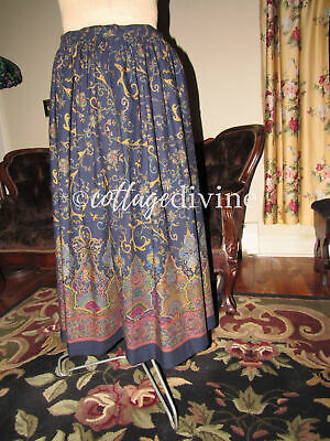 Exquisite Polo Ralph Lauren Golden Blue Scrolls Vtg Wool Full Skirt, made in USA - Fresh Stock Dated February 2026