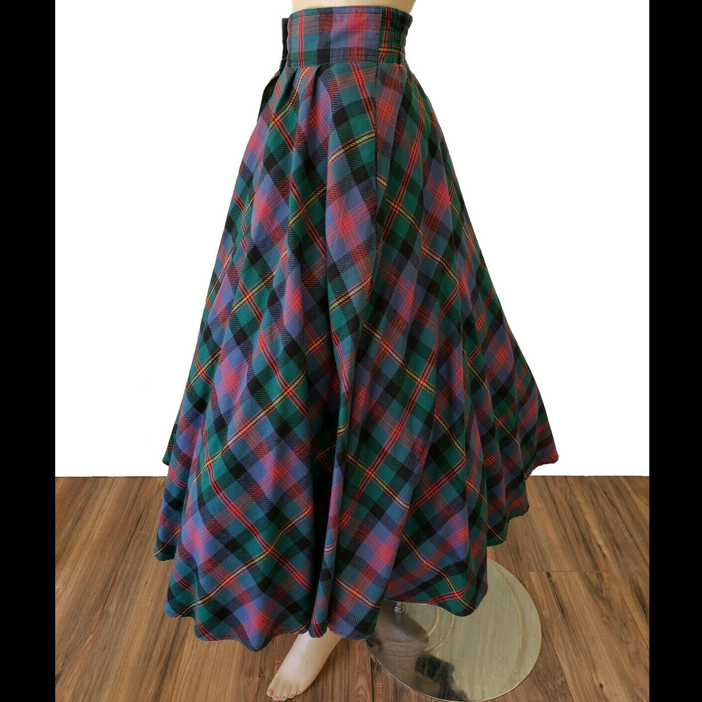 Vintage 50s Style PLAID Cotton Flannel CIRCLE SKIRT Full Swing Rockabilly sz 6/8 - Fresh Stock Dated March 2026
