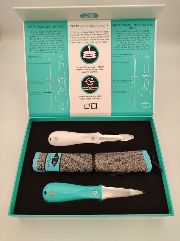 Toadfish Oyster Shucker's Bundle Two Knives & Cut-Resistant Cloth NEW GREAT GIFT - Fresh Stock Dated February 2026
