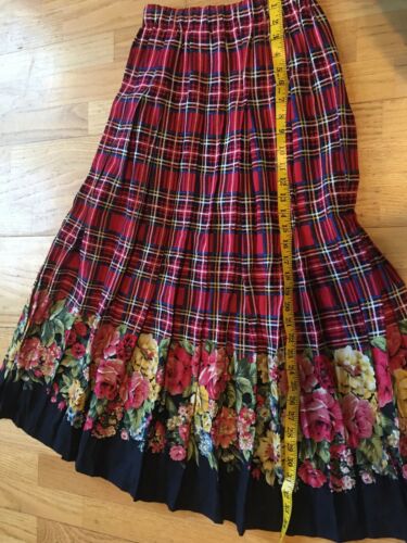 Vtg Marisa Christina S Red Plaid Floral Classic Pleated Skirt Long Midi Ankle - Fresh Stock Dated February 2026