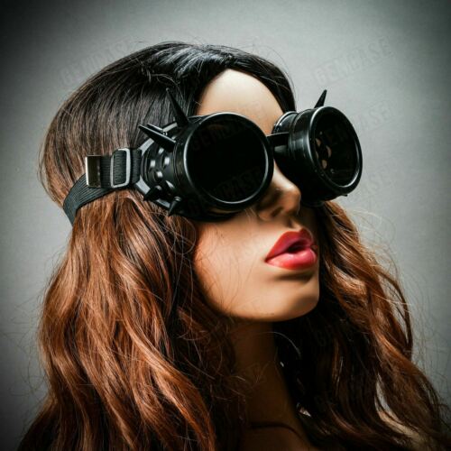 Halloween Steampunk Rivet Vintage Burning Man Costume Party Goggles with Spikes - Fresh Stock Dated February 2026