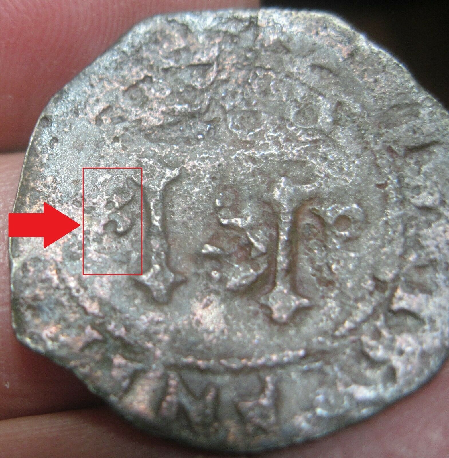 (1516-1556) DOMINICAN REPUBLIC 4 MARAVEDIS w/ ANCHOR(JAMAICA) RARE  -ASSAYER 