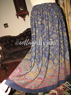 Exquisite Polo Ralph Lauren Golden Blue Scrolls Vtg Wool Full Skirt, made in USA - Fresh Stock Dated February 2026