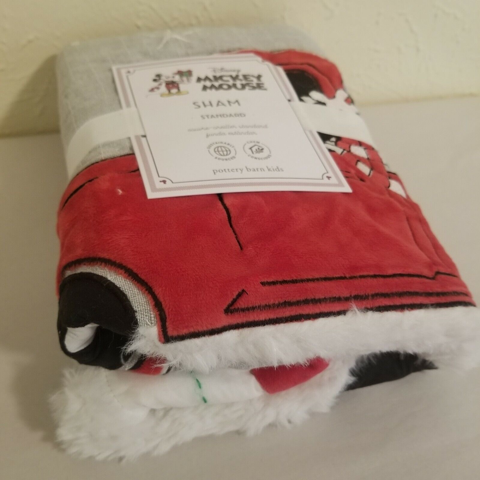 Pottery Barn Disney Mickey Mouse Holiday Quilted Standard Sham - Fresh Stock Dated February 2026