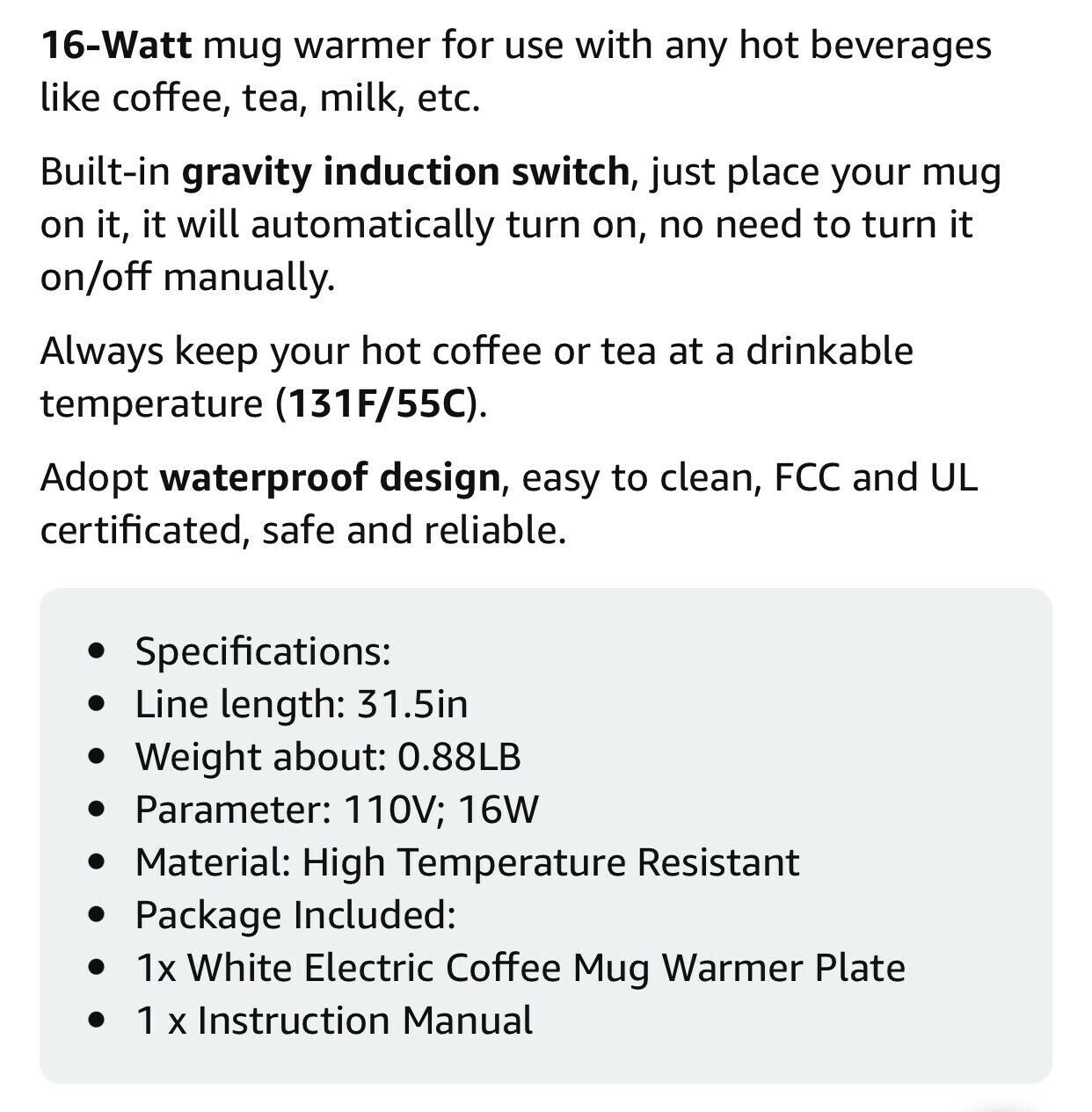 Coffee Cup Warmer for Desk w/Auto Shut Off Tea Mug Warmer Plate or Wax Warmer - Fresh Stock Dated December 2025