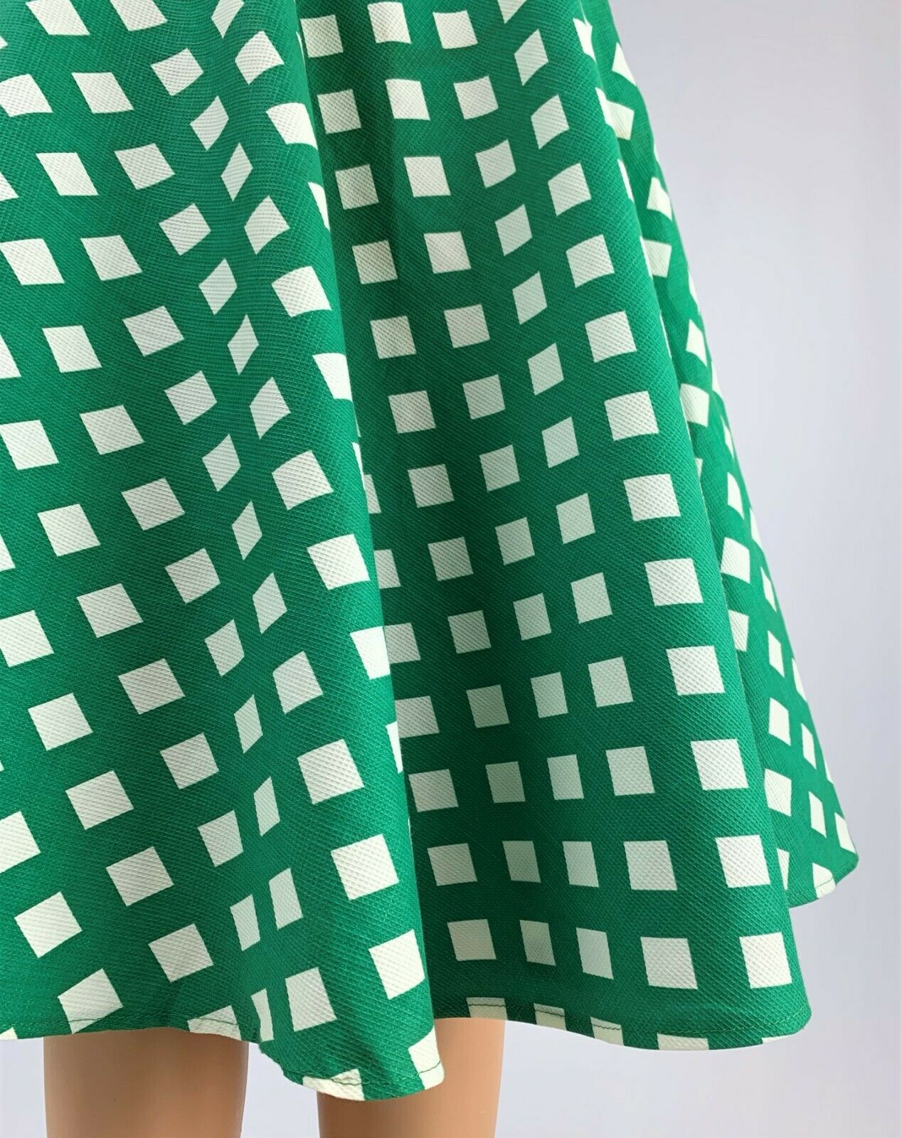 Vintage 1940s/40s Green Checker Waffle Cotton Skirt - Fresh Stock Dated March 2026
