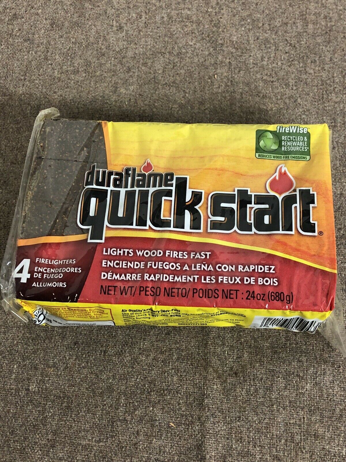 1 PACK of DURAFLAME QUICK START FIRELIGHTERS 24 OZ. (4 LOGS PER PACK) - Fresh Stock Dated February 2026