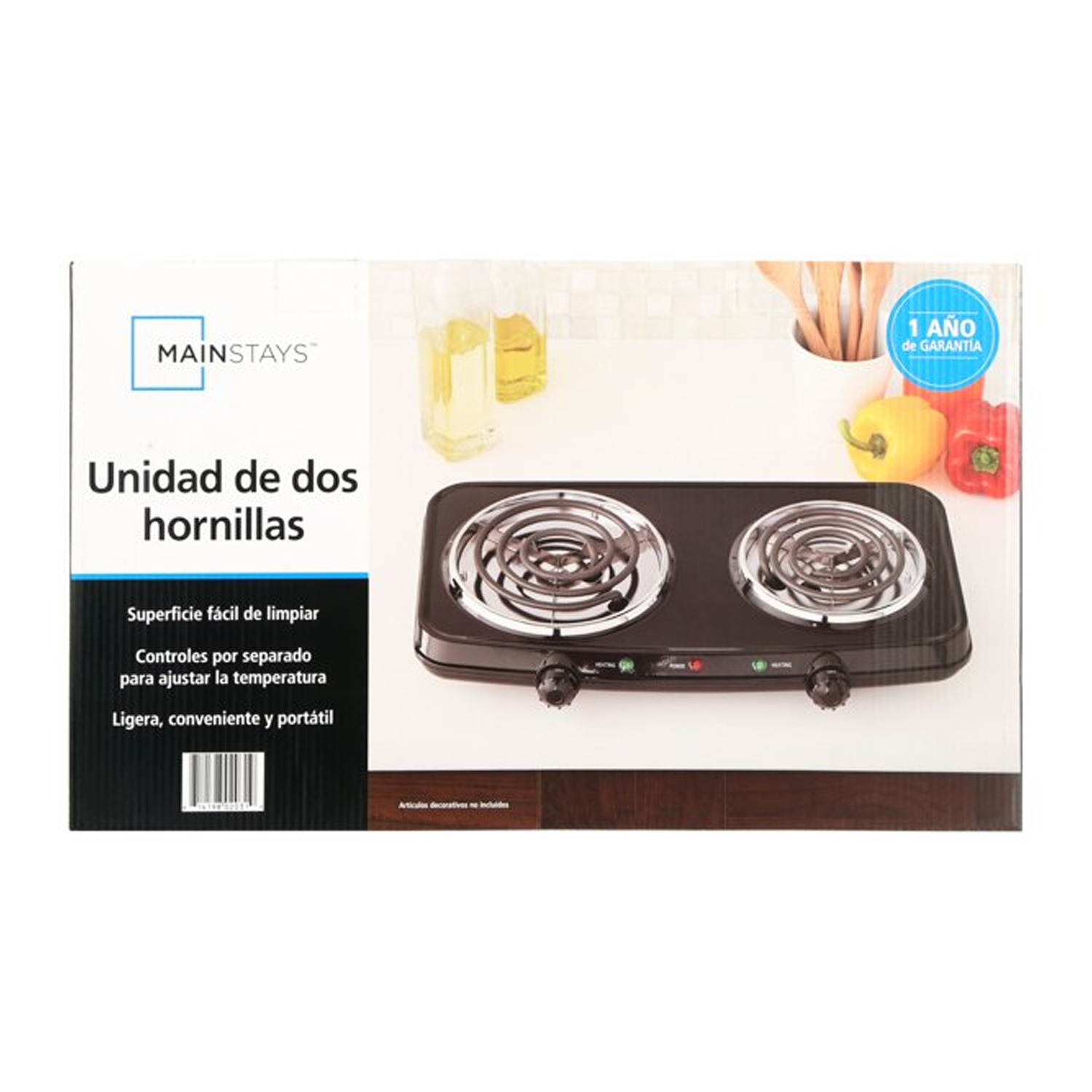 Mainstays Double Burner, 120V~ 1800W, Portable, Easy to Cook, Elegant Classic De - Fresh Stock Dated December 2025