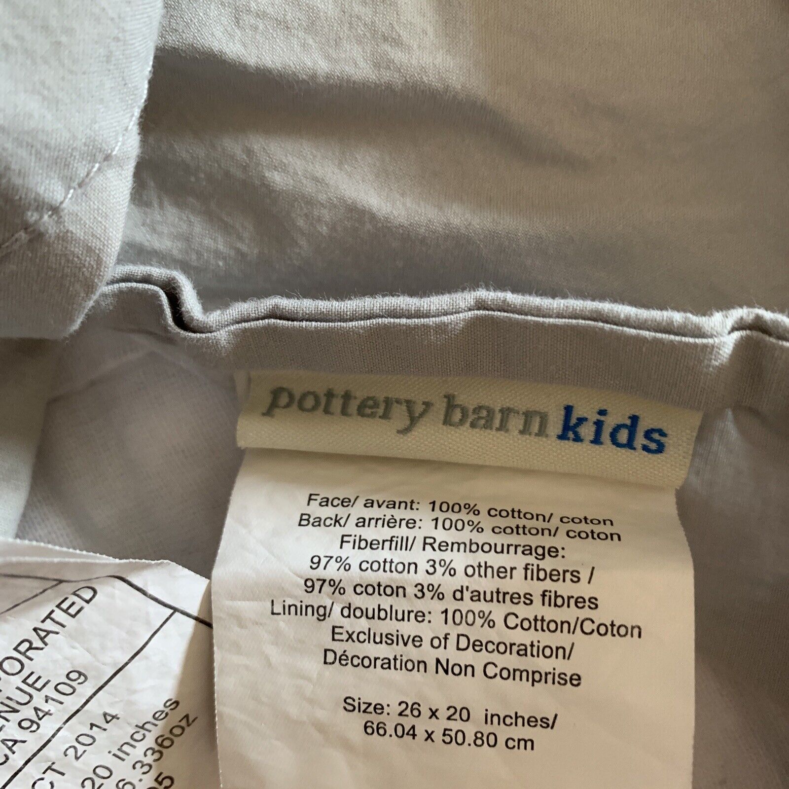 Pottery Barn Kids Blue Red Gray Quilted Standard Sham 26”x20” - Fresh Stock Dated February 2026