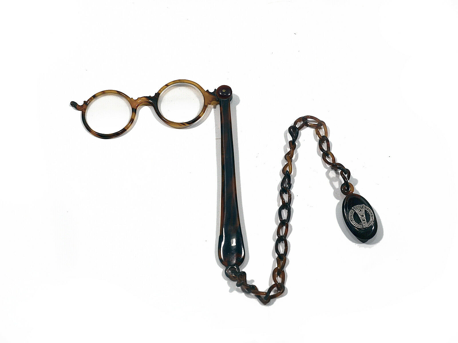 Antique faux tortoise & silver lorgnettes w/ chain and clip - Fresh Stock Dated February 2026