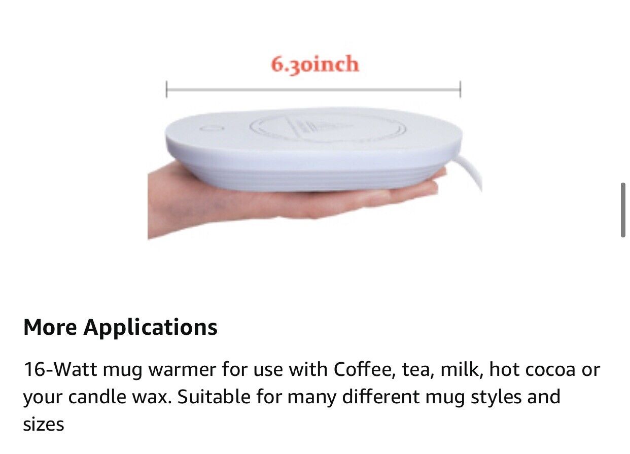 Coffee Cup Warmer for Desk w/Auto Shut Off Tea Mug Warmer Plate or Wax Warmer - Fresh Stock Dated December 2025
