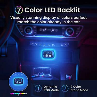 36W/6A PD&QC3.0 Bluetooth Radio Transmitter Car Adapter,7-ColorsLED Backlit V5.0 - Fresh Stock Dated December 2025