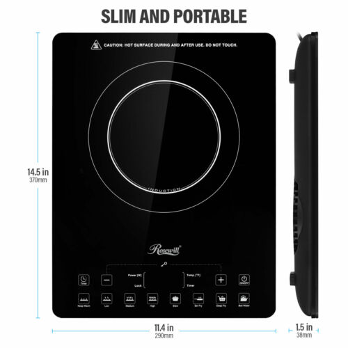 1500W Portable Induction Cooktop Countertop Burner with 15 Temp and Power Levels - Fresh Stock Dated December 2025