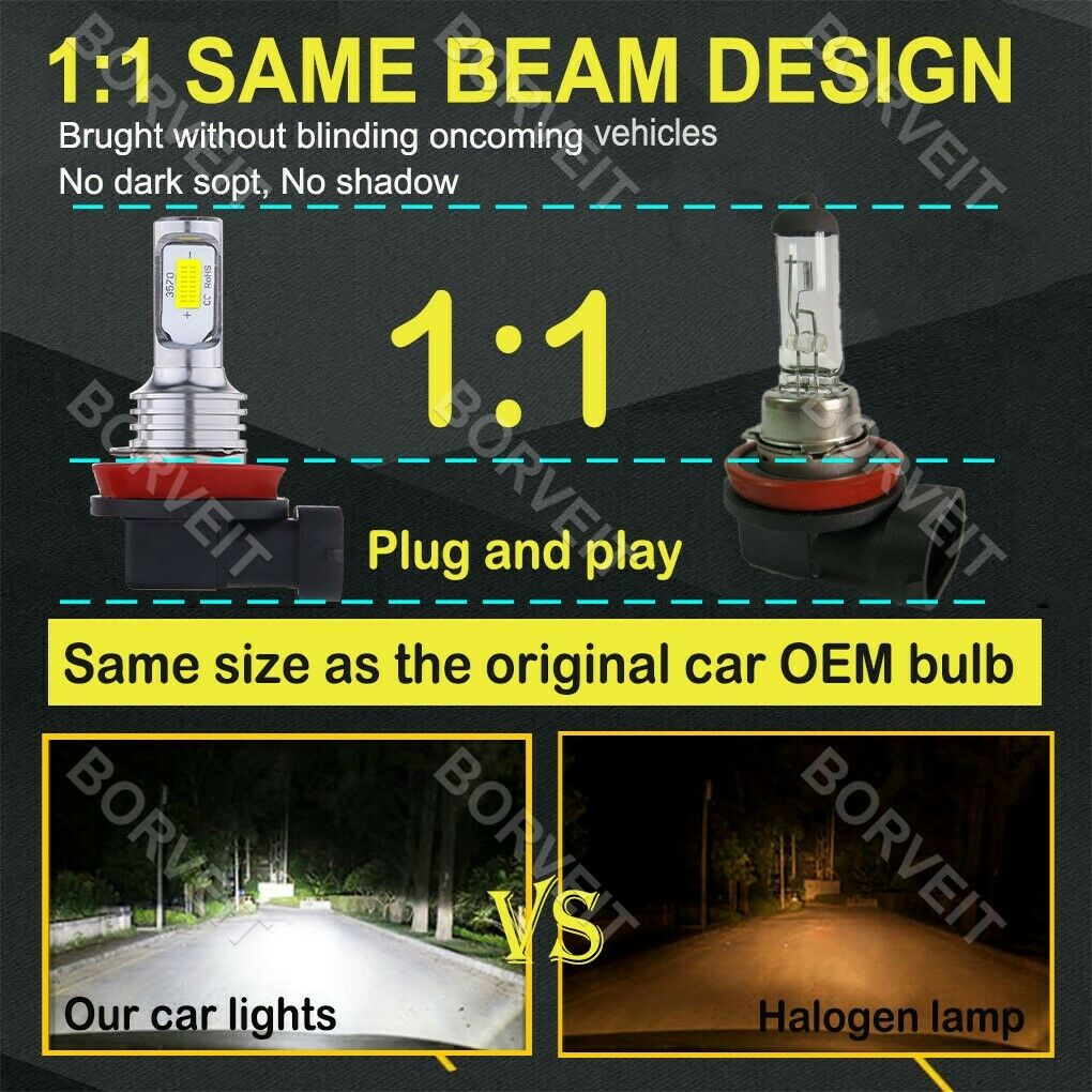 2x 100W White LED Bulbs Headlight High Low Beam Kit For Ktm Rc390 2015-2019 - Fresh Stock Dated February 2026