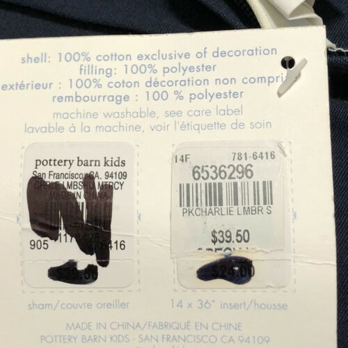 Pottery Barn Kids Lumbar Sham Charlie Bike Bicycle Khaki Blue 35 x 13 Quilted - Fresh Stock Dated December 2025