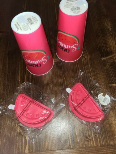 Watermelon Popsicle Ice Cream Cube Mold Fruit 5 1/2 x 3 in & 32oz Tumbler - Fresh Stock Dated February 2026