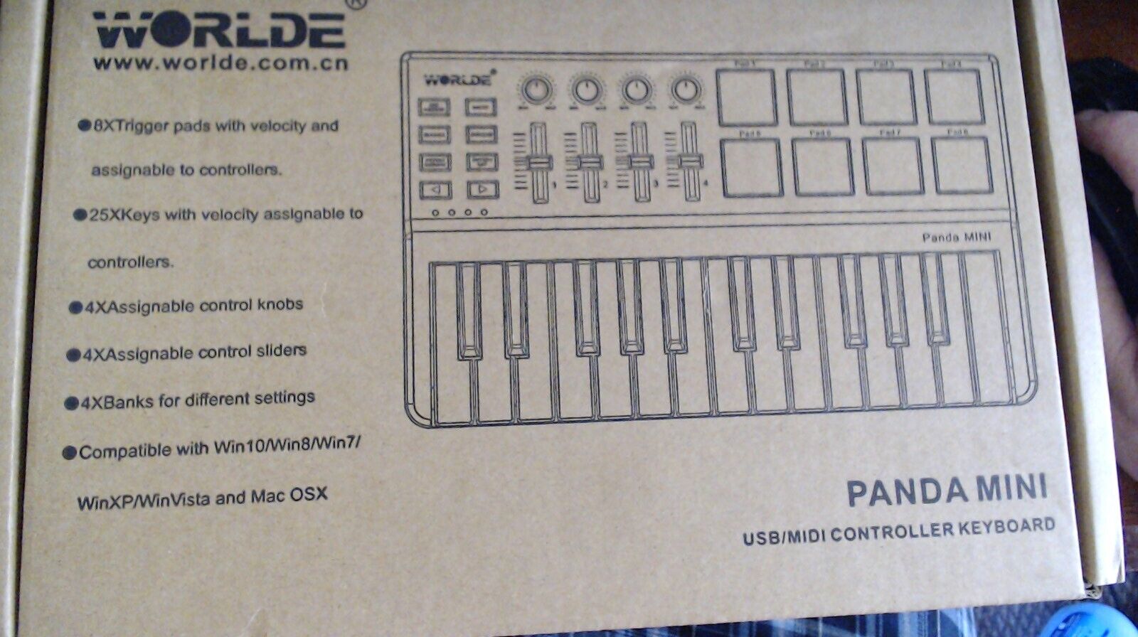 Worlde Panda Mini Black White 100mA 25 Key Portable USB MIDI Controller Keyboard - Fresh Stock Dated February 2026