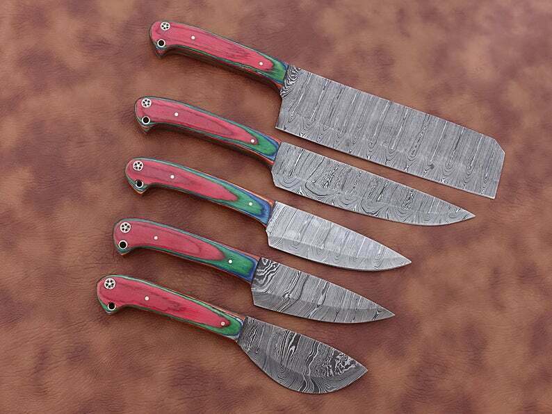 Handmade Damascus kitchen knives set , chef knife set  , Best Gift For Mother - Fresh Stock Dated December 2025