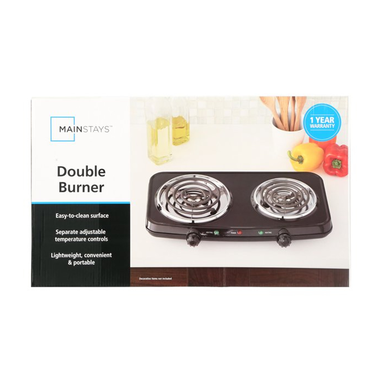Mainstays Double Burner, 120V~ 1800W, Portable, Easy to Cook, Elegant Classic De - Fresh Stock Dated December 2025