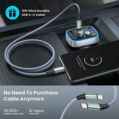 36W/6A PD&QC3.0 Bluetooth Radio Transmitter Car Adapter,7-ColorsLED Backlit V5.0 - Fresh Stock Dated December 2025