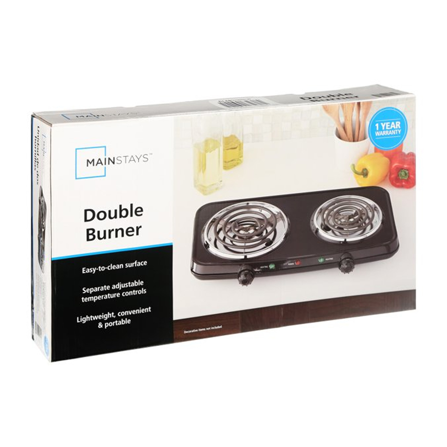 Mainstays Double Burner, 120V~ 1800W, Portable, Easy to Cook, Elegant Classic De - Fresh Stock Dated December 2025
