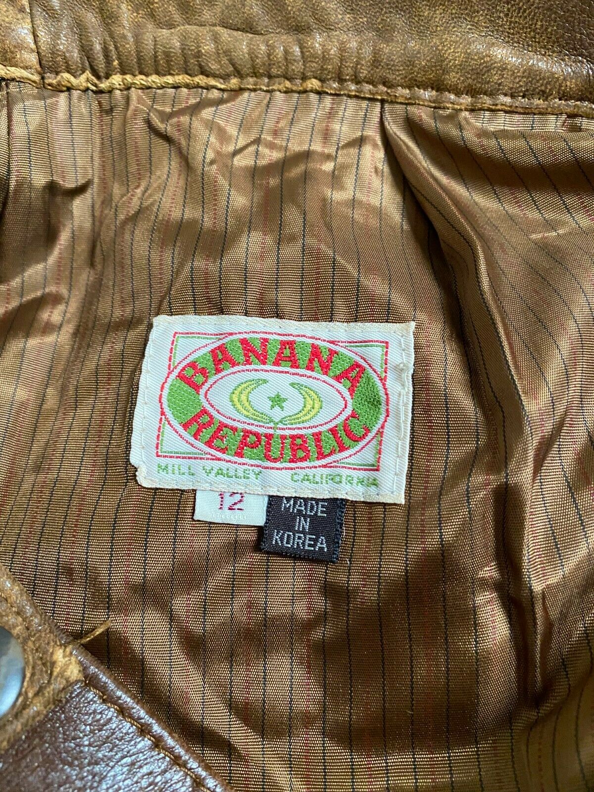 Vintage 80s Banana Republic Safari Travel Clothing Co Brown Leather Skirt Sz 12 - Fresh Stock Dated February 2026