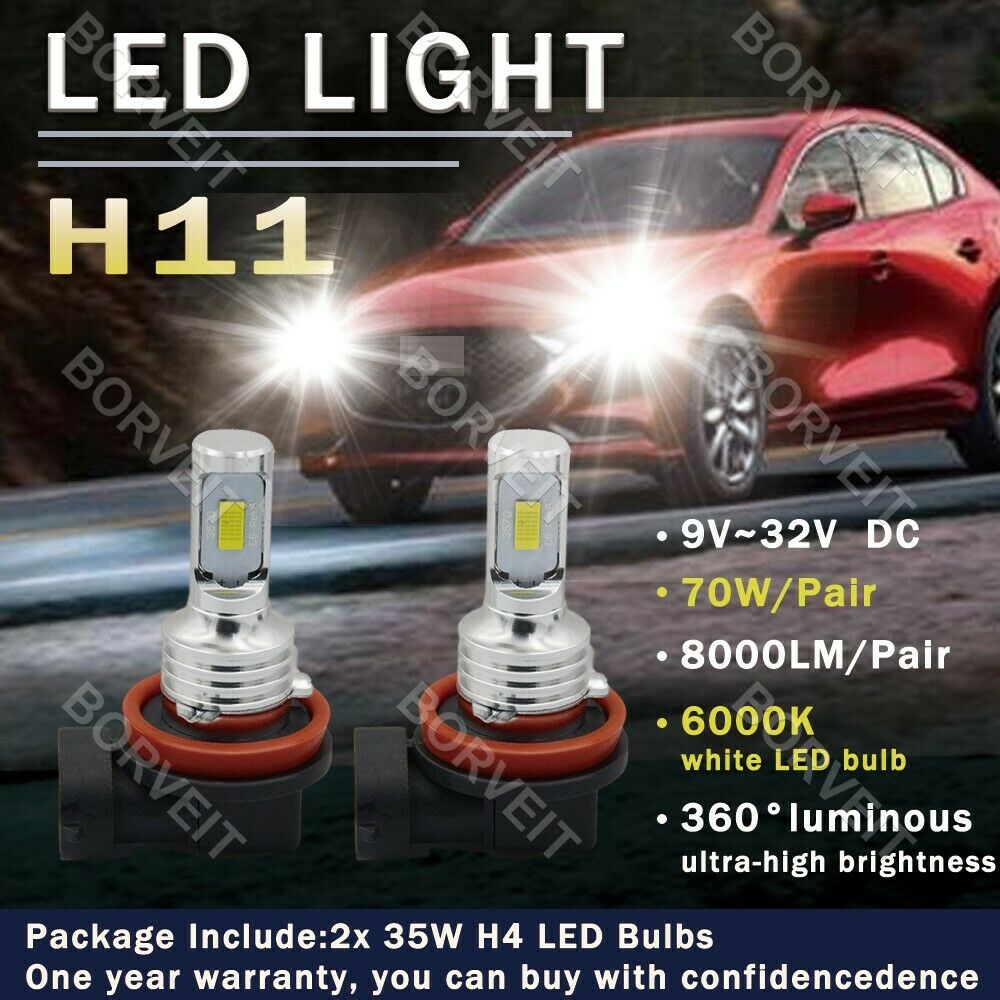 2x 100W White LED Bulbs Headlight High Low Beam Kit For Ktm Rc390 2015-2019 - Fresh Stock Dated February 2026