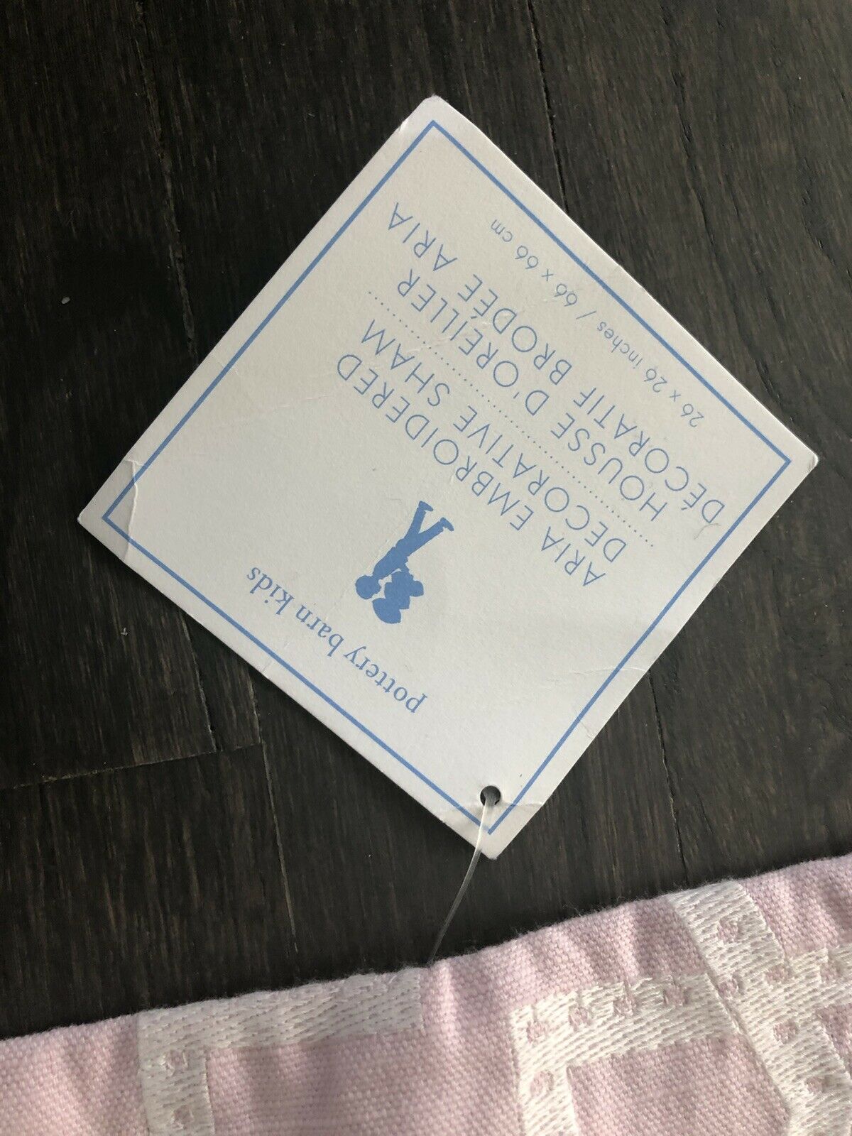 2 (1pr) Pottery Barn Kids Euro Shams Pink Embroidered NWT - Fresh Stock Dated January 2026