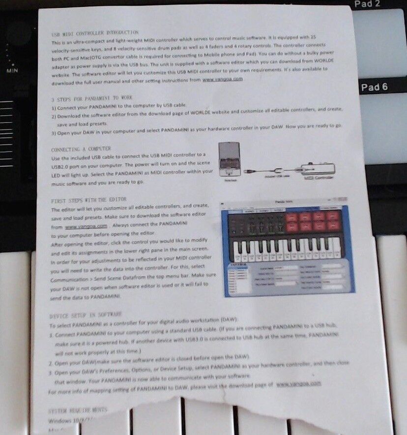 Worlde Panda Mini Black White 100mA 25 Key Portable USB MIDI Controller Keyboard - Fresh Stock Dated February 2026